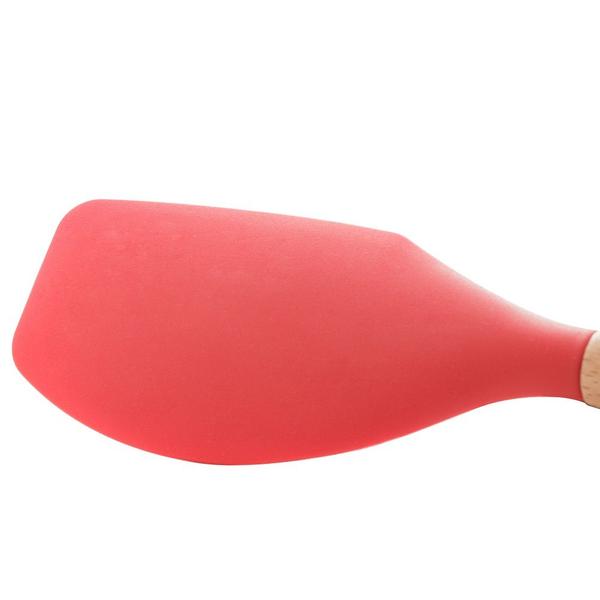 Imagem de Espátula Silicone Cabo Bambu Charmy Vermelha 32cm Lyor