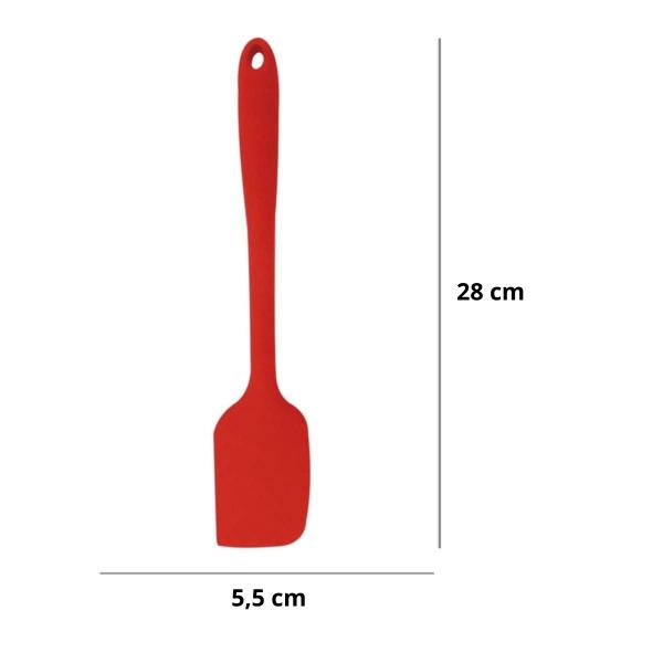 Imagem de Espátula Silicone Utensílio De Cozinha 28 cm Cabo Maciço Red