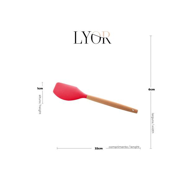 Espátula Silicone Vermelho 1729 com Cabo Bambu Charmy Lyor Imagem de Espátula Silicone Vermelho 1729 com Cabo Bambu Charmy Lyor