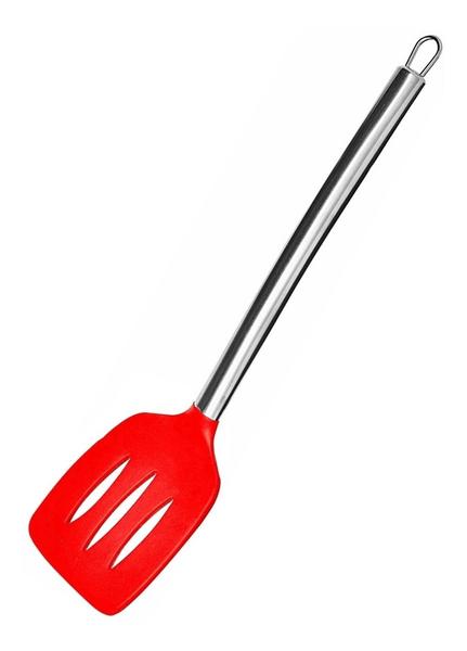 Imagem de Espatula Vazada Silicone Utensilio Cozinha Inox -  Mimo Style