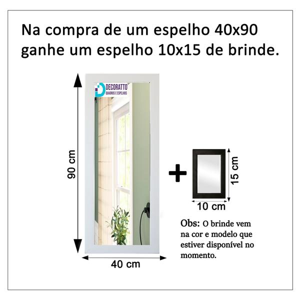 Imagem de Espelho 40x90 Moldura Preta Para Decoração, Banheiros, Quarto e Sala.