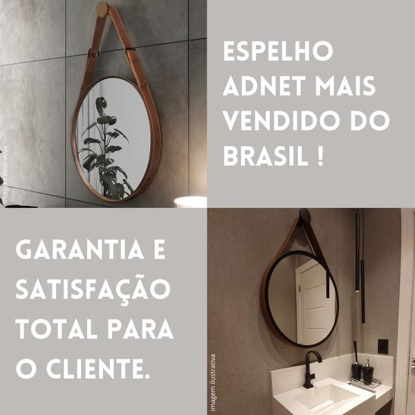 Imagem de Espelho Adnet Para Lavabo Alça Em Couro 60cm + Suporte