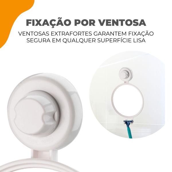 Imagem de Espelho Antiembaçante Box De Ventosa Branco Barbear Future