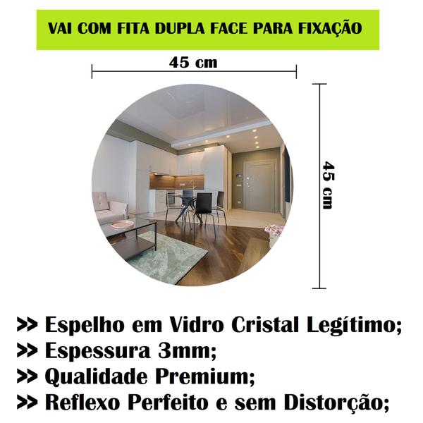 Espelho Banheiro Pia Lavabo Redondo 45cm + Kit Instalação - Guardian ou Cebrace Imagem de Espelho Banheiro Pia Lavabo Redondo 45cm + Kit Instalação