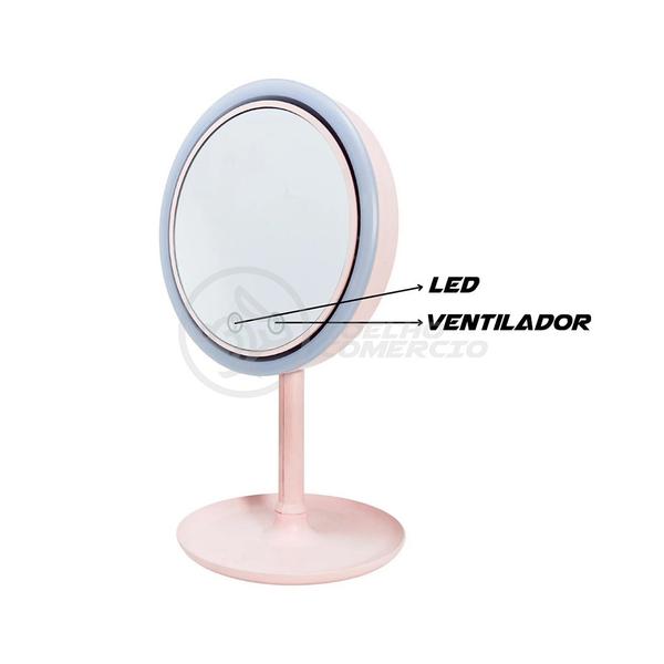 Imagem de Espelho Bifocal Ring Light com Ventilador Interno + DermaSuction + Mini Chapinha Portátil