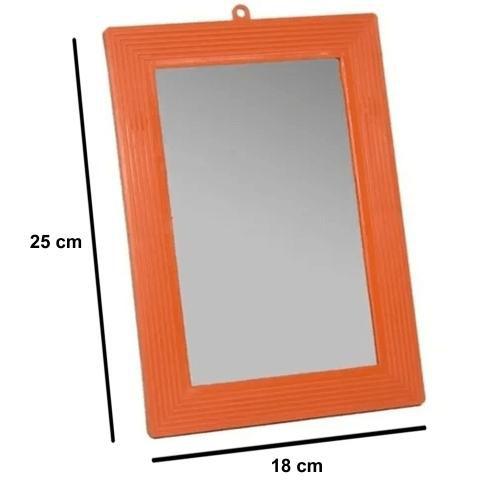 Espelho C/ Moldura Para Barbear Maquiagem Viagem 18x25cm - Budeplast Imagem de Espelho C/ Moldura Para Barbear Maquiagem Viagem 18x25cm