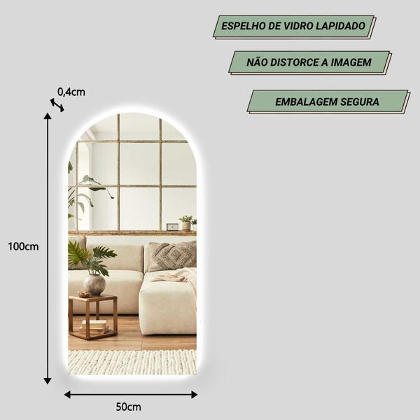 Imagem de Espelho Com Led Base Reta 100x50 Moderno Decorativo