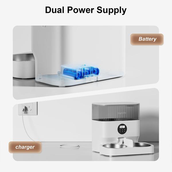 Imagem de Espelho de alimentação automática de gatos para 2 gatos 5L com tigelas de aço inoxidável