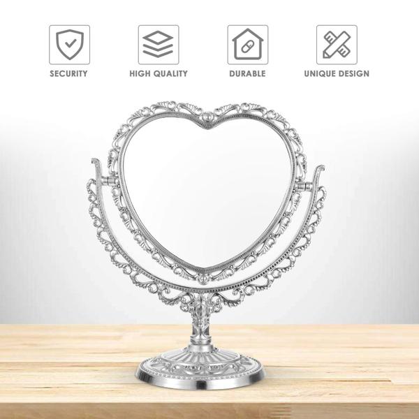 Imagem de Espelho de maquilhagem Beaupretty Heart Two Swivel Silver