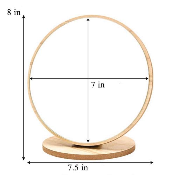 Imagem de Espelho de mesa Aestivate redondo compacto de madeira emoldurado 7x7cm