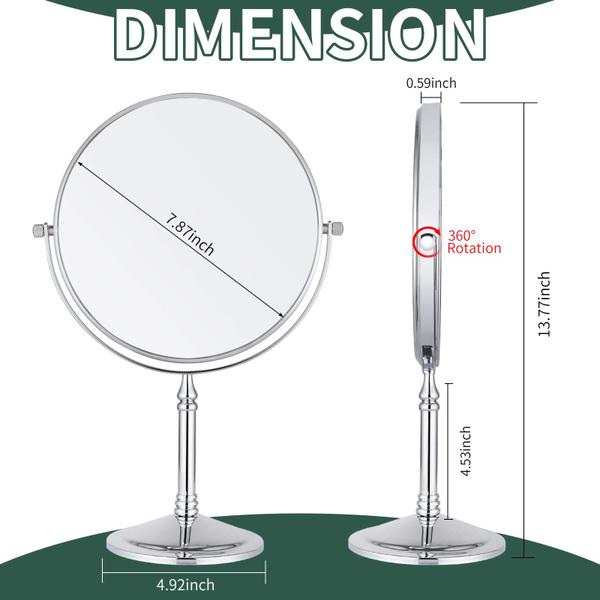 Imagem de Espelho de mesa Nicesail 20 cm frente e verso com pedestal 10x