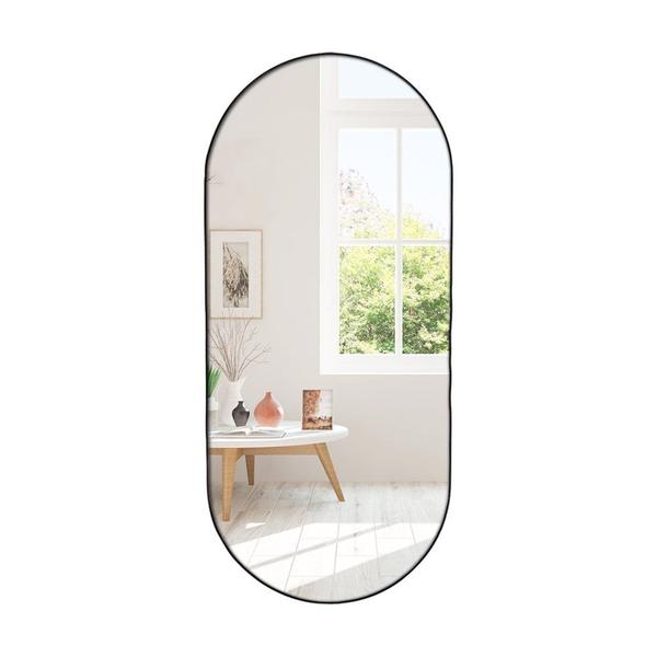 Imagem de Espelho de Parede Decorativo Modelo Oval 50x110cm para Quarto Sala Escritório Preto