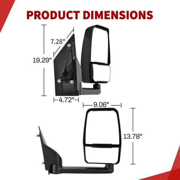 Imagem de Espelho de reboque YITAMOTOR Right para Chevy Express GMC Savana