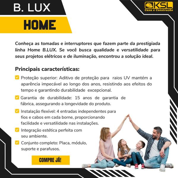 Imagem de Espelho de Tomada Placa 4X2 1 Módulo Com Suporte Grafite Home B.lux