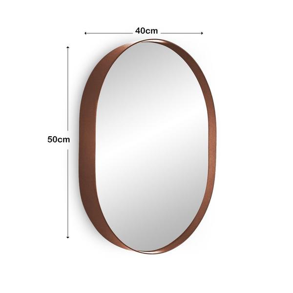 Imagem de Espelho de Vidro Oval 50cm x 40cm com Moldura Premium - Opções de Cores 