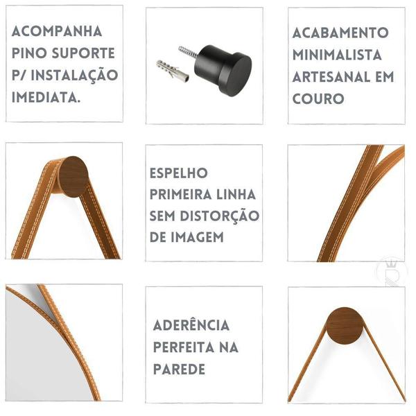 Imagem de Espelho Decoração Sala Antigo 60cm C/ Suporte Fixação