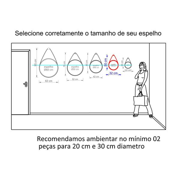 Imagem de Espelho Decorativo Adnet Marrom Alça Macramê Cru 30Cm