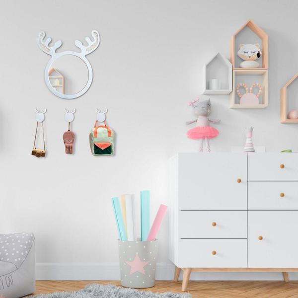 Imagem de Espelho Decorativo Infantil 43x44cm Alce In Huse Decor Branco