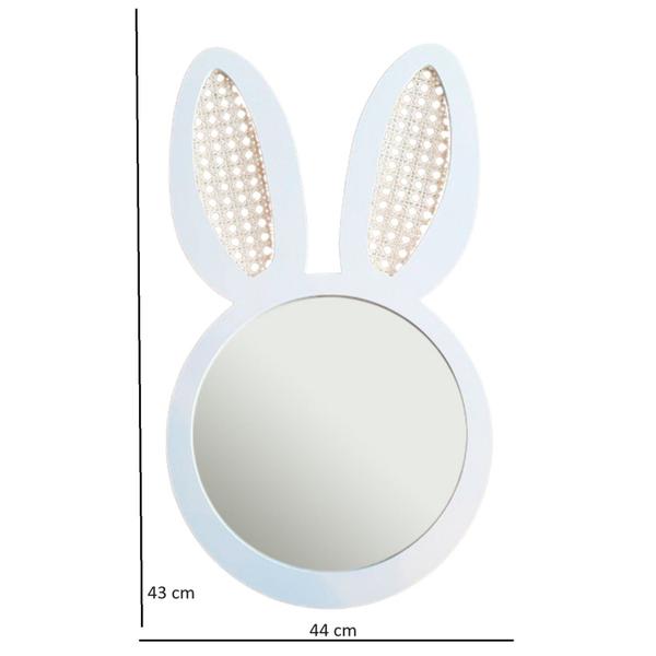 Espelho Decorativo Infantil 43x44cm Lebre In House Decor Branco Imagem de Espelho Decorativo Infantil 43x44cm Lebre In House Decor Branco