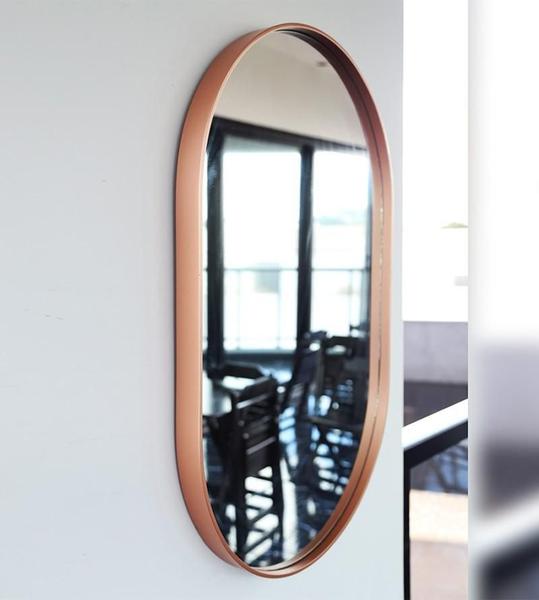 Espelho Decorativo Oval Suspenso Moldura Rosegold 80X50Cm - Papel E Parede Imagem de Espelho Decorativo Oval Suspenso Moldura Rosegold 80X50Cm