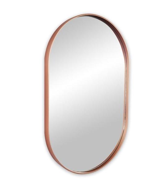 Espelho Decorativo Oval Suspenso Moldura Rosegold 80X50Cm - Papel E Parede Imagem de Espelho Decorativo Oval Suspenso Moldura Rosegold 80X50Cm