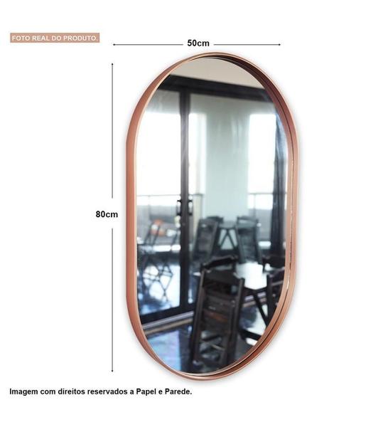Espelho Decorativo Oval Suspenso Moldura Rosegold 80X50Cm - Papel E Parede Imagem de Espelho Decorativo Oval Suspenso Moldura Rosegold 80X50Cm