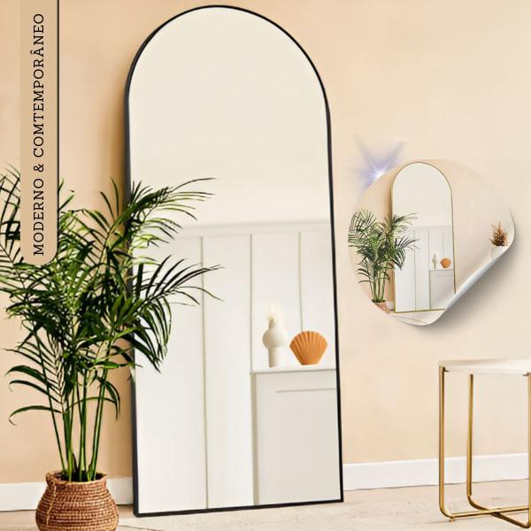 Espelho Grande Oval Arco Base Reta Corpo Inteiro 150x60 Moldura em Metal Espelho Grande Oval Arco Base Reta Corpo Inteiro 150x60 Moldura em Metal