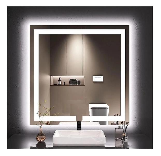 Espelho Jateado 60x60cm Quadrado com LED e Touch Screen - Organic Glass Imagem de Espelho Jateado 60x60cm Quadrado com LED e Touch Screen