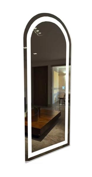 Espelho jateado arco grande iluminado com led frio touch 150x60cm - Woodglass Imagem de Espelho jateado arco grande iluminado com led frio touch 150x60cm