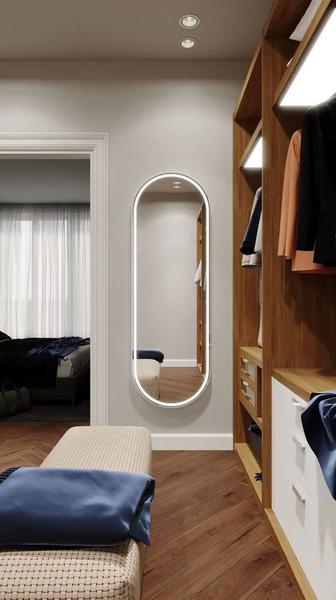 Espelho jateado Oval Iluminado com led quente - 60x150cm - Woodglass Imagem de Espelho jateado Oval Iluminado com led quente - 60x150cm