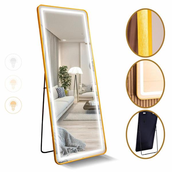 Espelho Lopazzi Retangular Corpo Inteiro Moldura Aluminio Led 170x70 Grande