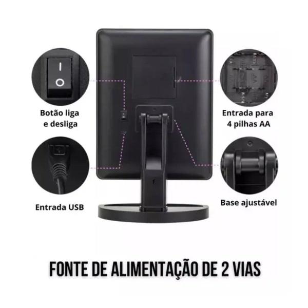 Imagem de Espelho Mesa Luz Led Iluminado Portatil Quadrado