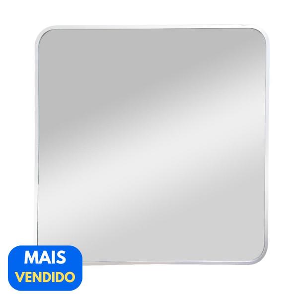 Imagem de Espelho Minimalista Quadrado 60x60 cm Prata Banheiro Sala Quarto Casa Estilo