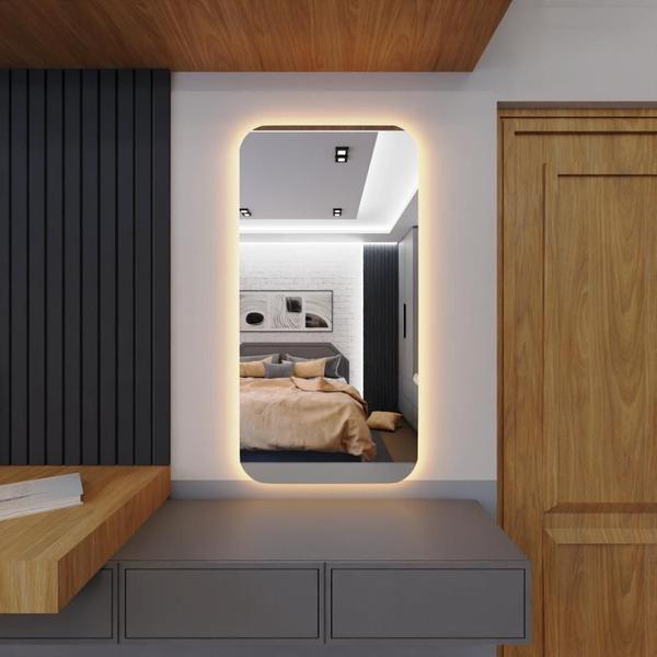 Espelho organico de luxo pinterest 90x60 e14 incolor led branco quente 110v - CUBAS E GABINETES Imagem de Espelho organico de luxo pinterest 90x60 e14 incolor led branco quente 110v
