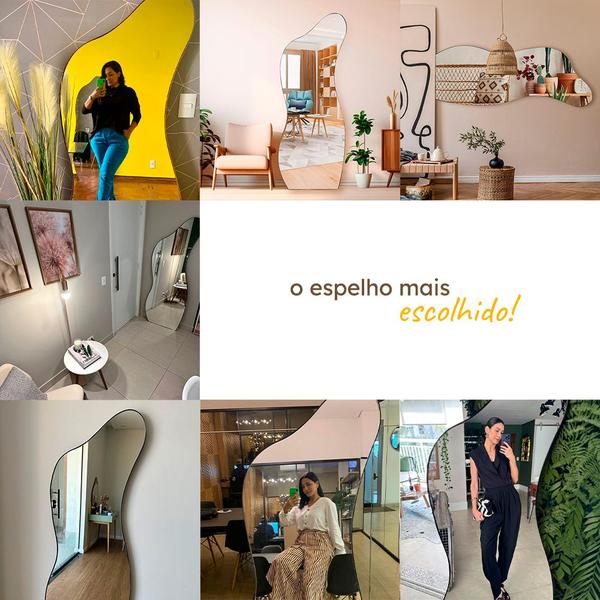 Espelho Orgânico Decorativo Grande Pinterest 60x110 Curves - REI DOS VIDROS Imagem de Espelho Orgânico Decorativo Grande Pinterest 60x110 Curves