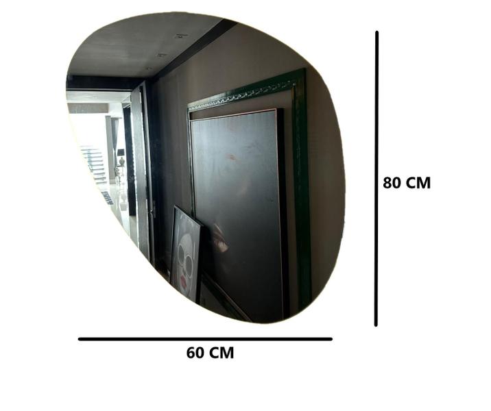 Imagem de Espelho Orgânico Grande 80cm Lapidado Com Led Branco Quente