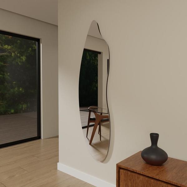 Espelho Orgânico Pinterest 110x50cm Grande Modelo Flame Retrô Decorativo Sala Quarto Banhe... Espelho Orgânico Pinterest 110x50cm Grande Modelo Flame Retrô Decorativo Sala Quarto Banhe...