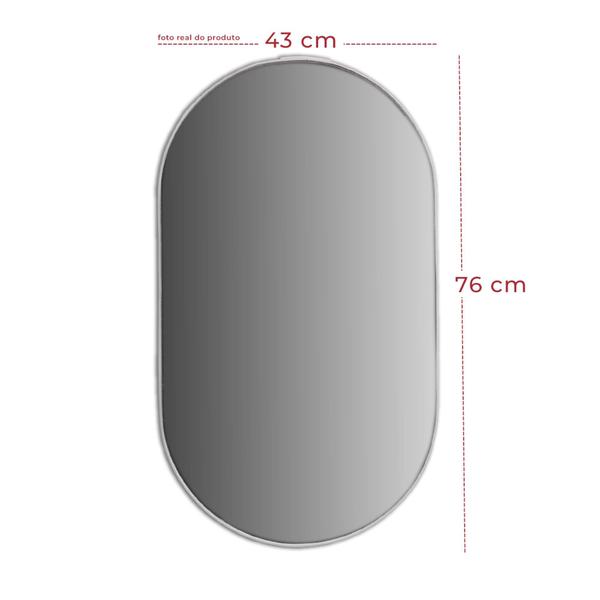 Espelho Oval 76x43cm banheiro Moderno Moldura Couro - VSA Imagem de Espelho Oval 76x43cm banheiro Moderno Moldura Couro