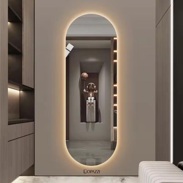 Espelho Oval Grande 150x40 Decoração Corpo Inteiro com LED - Luz fria e Luz quente - Lopaz... Espelho Oval Grande 150x40 Decoração Corpo Inteiro com LED - Luz fria e Luz quente - Lopaz...