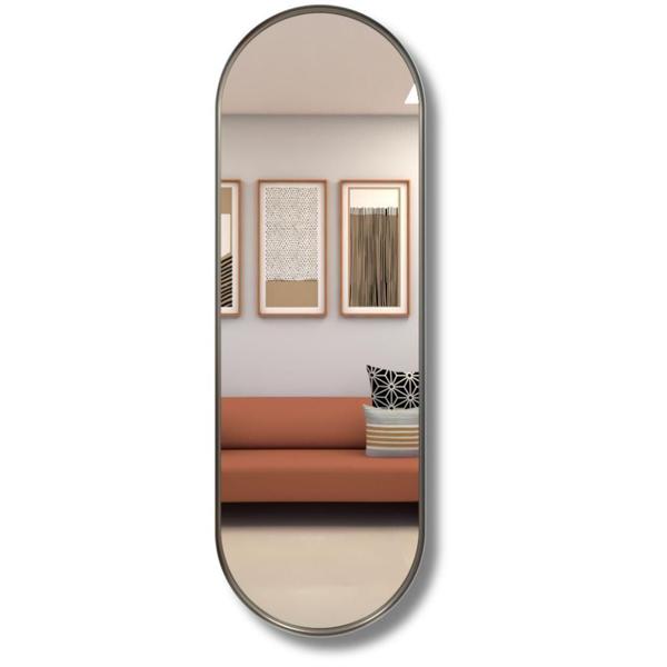 Imagem de Espelho Oval Grande Corpo Inteiro 150x50 Decoração Moldura em Metal