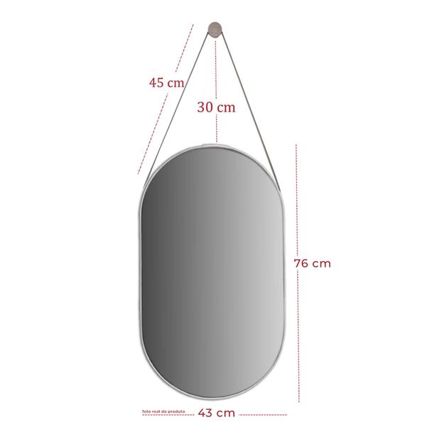 Espelho Oval Moderno Lavabo + Suporte - Landi Imagem de Espelho Oval Moderno Lavabo + Suporte