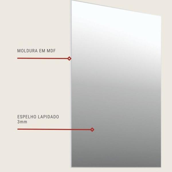 Espelho para Banheiro 60cm Mdf Branco Dubai - On Móveis Imagem de Espelho para Banheiro 60cm Mdf Branco Dubai - On Móveis