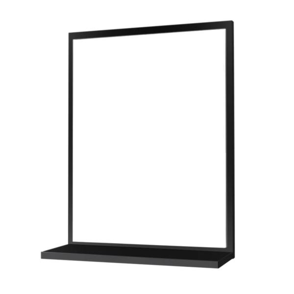 Espelho para Banheiro Boreal 46 x 35cm Preto com Prateleira - Mercado das Prateleiras Imagem de Espelho para Banheiro Boreal 46 x 35cm Preto com Prateleira