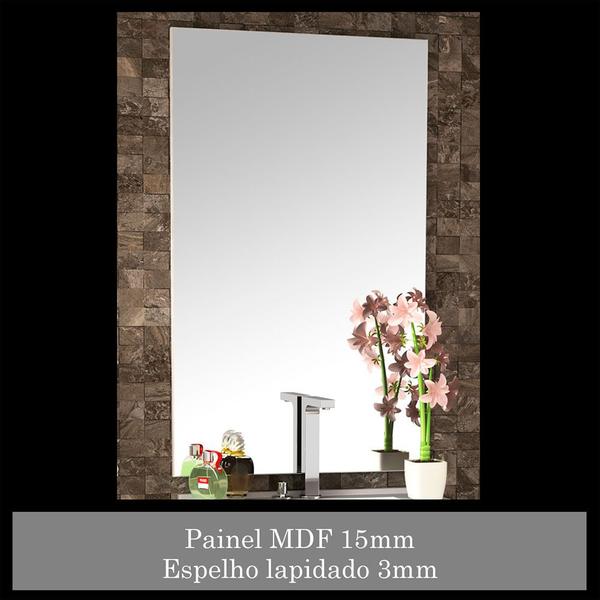 Espelho para Banheiro com painel Delta 60x100cm Móveis Bosi Imagem de Espelho para Banheiro com painel Delta 60x100cm Móveis Bosi