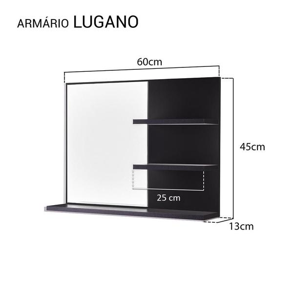 Espelho para Banheiro com Prateleiras Lugano 60 x 45cm - Mercado das Prateleiras Imagem de Espelho para Banheiro com Prateleiras Lugano 60 x 45cm