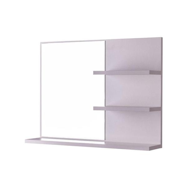 Espelho para Banheiro com Prateleiras Lugano Branco 60 x 45cm - Mercado das Prateleiras Imagem de Espelho para Banheiro com Prateleiras Lugano Branco 60 x 45cm