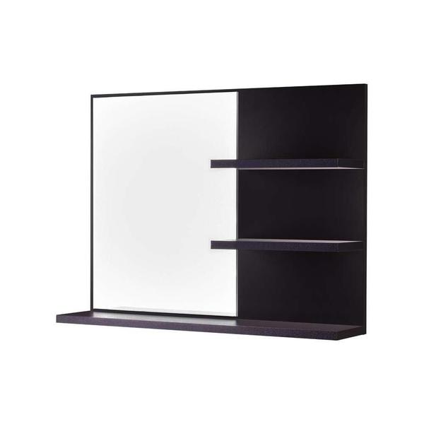Espelho para Banheiro com Prateleiras Lugano Preto 60 x 45cm - Mercado das Prateleiras Imagem de Espelho para Banheiro com Prateleiras Lugano Preto 60 x 45cm