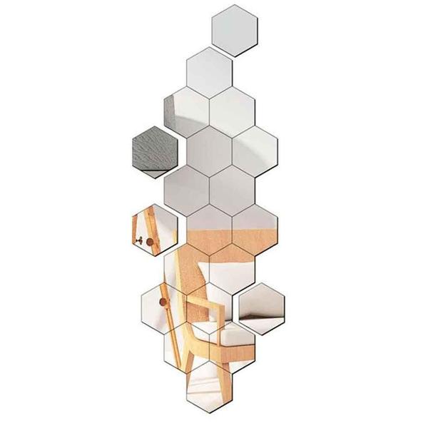 Espelho Para Decoração Quarto Sala Hexágonos Acrílico 10 Uni - Papel E Parede Imagem de Espelho Para Decoração Quarto Sala Hexágonos Acrílico 10 Uni