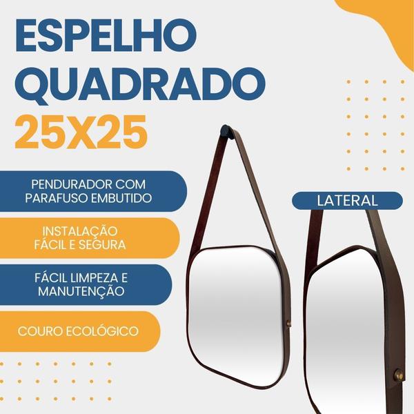 Espelho Quadrado de Parede 25x25cm com Alça e Suporte para Banheiro Quarto Barbearia - Outlet Dos Espelhos Imagem de Espelho Quadrado de Parede 25x25cm com Alça e Suporte para Banheiro Quarto Barbearia
