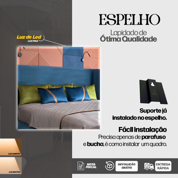 Espelho Quadrado Lapidado De 40 à 100Cm Com Led - Group Royalle Imagem de Espelho Quadrado Lapidado De 40 à 100Cm Com Led
